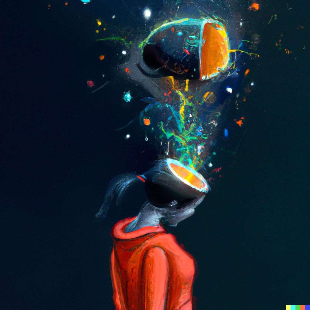 a representation of anxiety, particle explosion, digital art